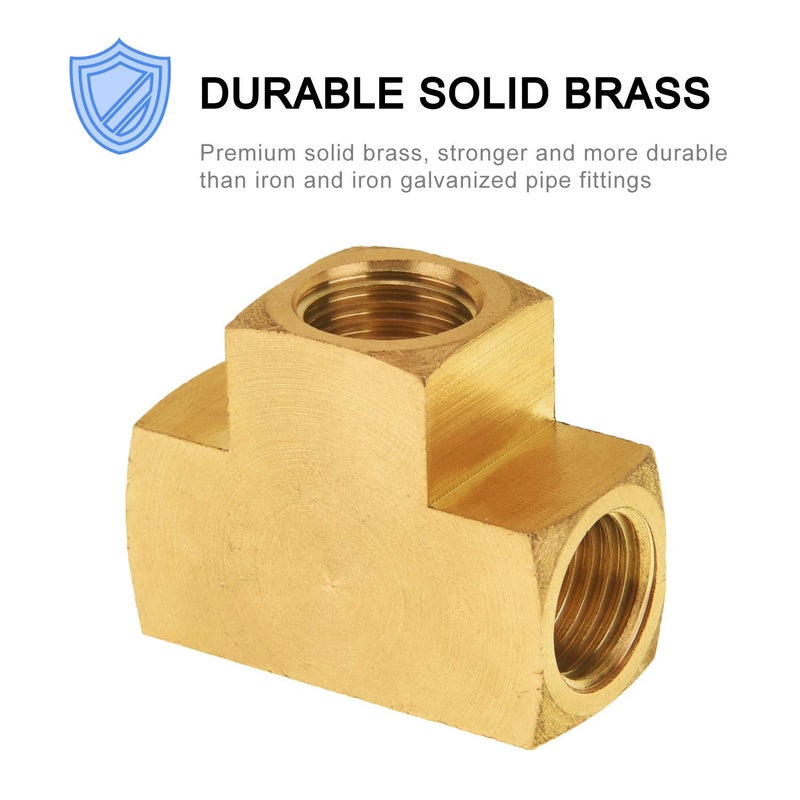 SUNGATOR 1/4'' Barstock Tee Fittings, 1/4" Inch NPT Female Brass Pipe Fittings, 1/4'' NPT Female Brass Barstock Tee Fittings for Air Compressor, Gas Line (4-Pack) - Image 4